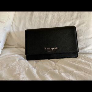 Kate Spade NWT black leather clutch/cross body